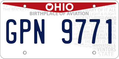 OH license plate GPN9771