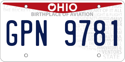 OH license plate GPN9781