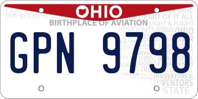 OH license plate GPN9798