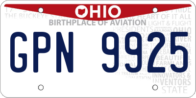 OH license plate GPN9925