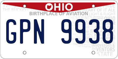 OH license plate GPN9938
