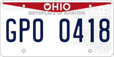 OH license plate GPO0418