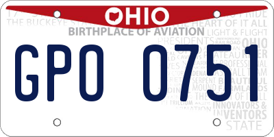 OH license plate GPO0751