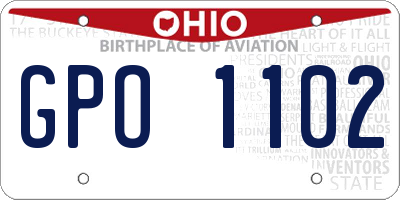 OH license plate GPO1102