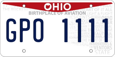 OH license plate GPO1111