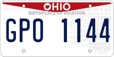 OH license plate GPO1144