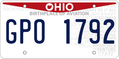 OH license plate GPO1792