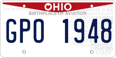 OH license plate GPO1948