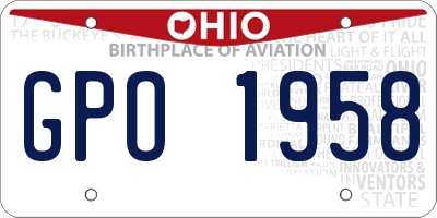 OH license plate GPO1958