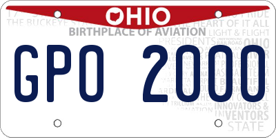 OH license plate GPO2000