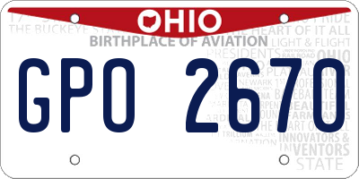 OH license plate GPO2670