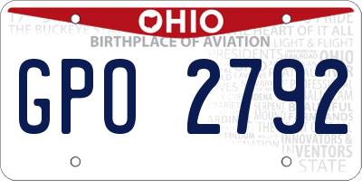 OH license plate GPO2792