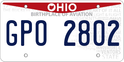 OH license plate GPO2802
