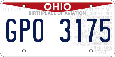 OH license plate GPO3175