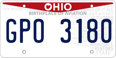 OH license plate GPO3180