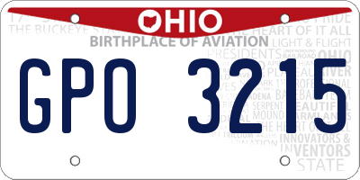 OH license plate GPO3215