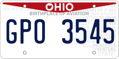 OH license plate GPO3545
