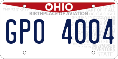 OH license plate GPO4004