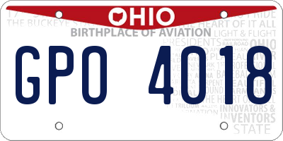 OH license plate GPO4018