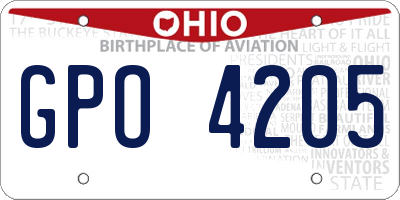 OH license plate GPO4205
