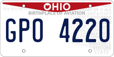 OH license plate GPO4220