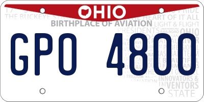 OH license plate GPO4800