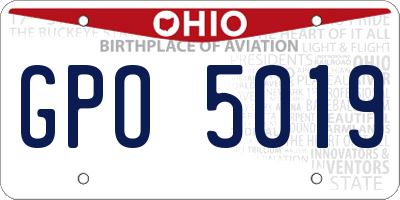 OH license plate GPO5019