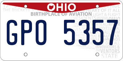 OH license plate GPO5357