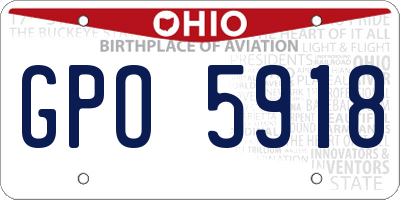 OH license plate GPO5918