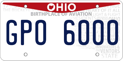 OH license plate GPO6000