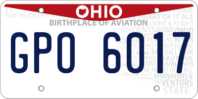 OH license plate GPO6017