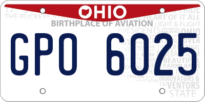 OH license plate GPO6025