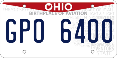 OH license plate GPO6400