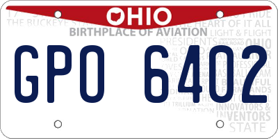 OH license plate GPO6402