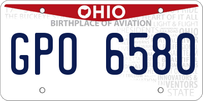 OH license plate GPO6580