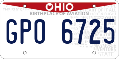 OH license plate GPO6725