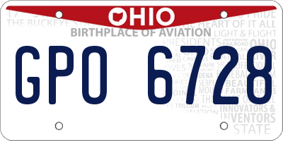 OH license plate GPO6728