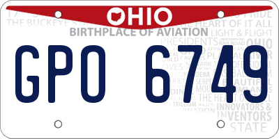 OH license plate GPO6749