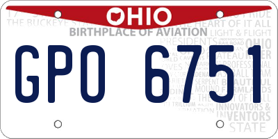 OH license plate GPO6751