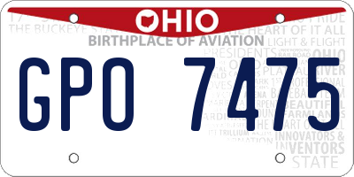 OH license plate GPO7475