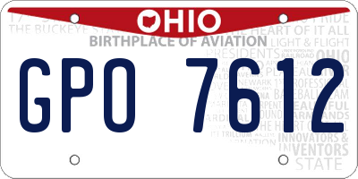 OH license plate GPO7612