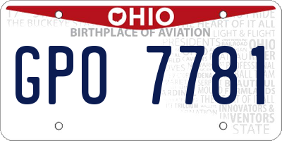 OH license plate GPO7781