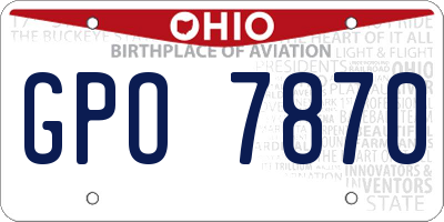 OH license plate GPO7870