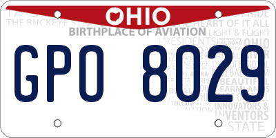 OH license plate GPO8029