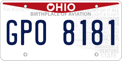 OH license plate GPO8181
