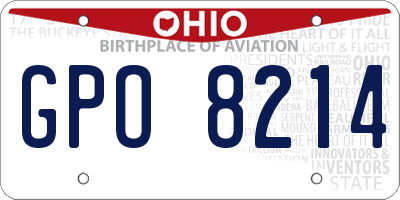 OH license plate GPO8214