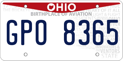 OH license plate GPO8365