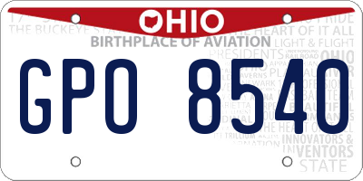 OH license plate GPO8540
