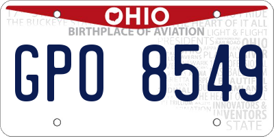 OH license plate GPO8549