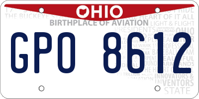 OH license plate GPO8612